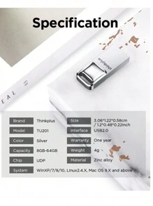 Lenovo Thinkplus USB Flash Drive 8GB 16GB 32GB 64GB Metal Pen Drive Creative Personalized Car Music High Speed USB Pen Drive Gift