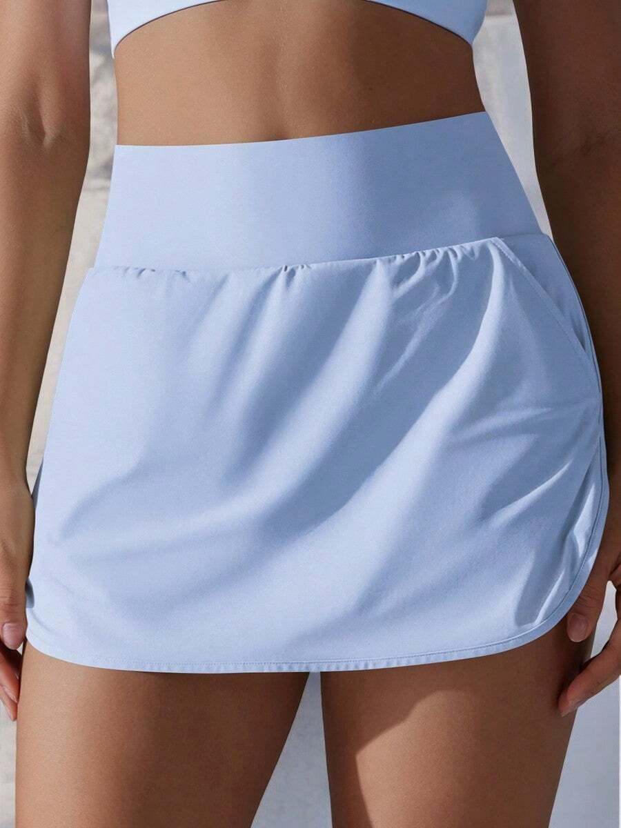 Women's High Waist Athletic Skirted Shorts With Pocket Detail - Màu xanh lam - Xem 1