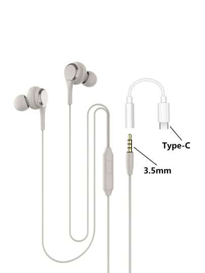 Macaron Color In-ear 3.5mm Universal Wired Earphone With Microphone And Game Controller, With Type-c To 3.5mm Audio Adapter, Universal For Type-c/3.5mm Audio Interface Wired Earphone