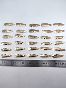 30件裝極簡風按扣夾休閒髮夾抓夾髮飾髮夾，學校用品，髮飾配件，頭飾，髮夾，夏季，假期，旅行，節日，生日 - 金色 - 查看 14