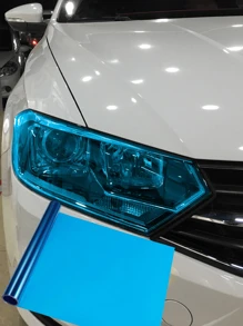 1/2pcs Headlight Tint Film, Easily Applicable Decorative Headlight/Taillight Tint Overlays - Blue - View 6