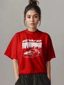 T-Shirt Sport Car  911 RWB Rauh-Welt Ref 4124 Fluxo FX - Red - View 3