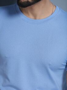 Men's Short Sleeve T-Shirt Gym Running Polyester Fabric - Màu xanh bụi bặm - Xem 4