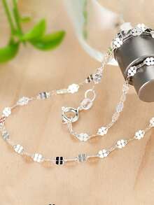 1 条 S925 纯银项链 40 厘米 45 厘米 16 英寸 18 英寸 女士四叶草链素链金色铂金锁骨链链条 • 送给她的礼物 - 四葉草鏈 - 查看 4