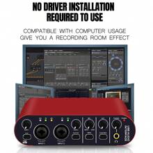 1 个 USB 音频接口，24 位/192 KHz，用于录制音乐，XLR 接口带 48 V 幻象电源，适用于 PC/Win/流媒体和吉他手、歌手、播客或制作人的音频盒 - 黑色 - 查看 1