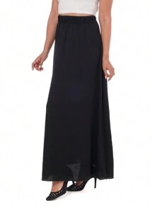 Falda Larga Negra Elegante Formal para Mujer Bonita - Negro - Ver 4