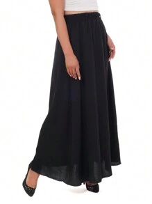 Falda Larga Negra Elegante Formal para Mujer Bonita - Negro - Ver 3