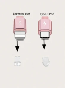 1pc Dustproof Plug Plated Pendant, Cute Bear Shaped Double-Sided Design, Compatible With Type C And Lightning Interfaces Dust Plug - Multicolor - View 10