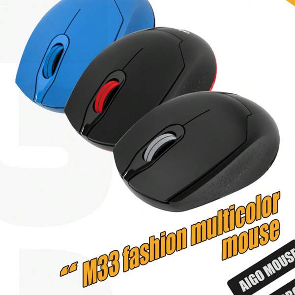 Aigo M33 ABS Wireless Business Mute Mouse, 2.4G Connection Stable Transmission, Ergonomic Design, Black