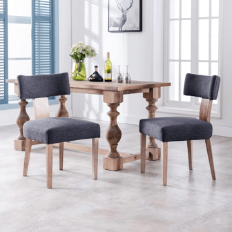 WAHSON OFFICE CHAIRS Wahson Set di 2 Sedie da Ristorante Vintage Sedie da Cucina in Lino Gambe Imbottite in Legno Sedie da Sala da Pranzo Sedie da Sala da Pranzo/Cucina/Soggiorno, Nero