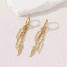 1 Paar elegante, minimalistische Ohrringe aus rostfreiem Stahl mit 18 Karat Goldauflage und bunter Feder, Schmuck für Frauen zu Partys