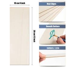 4/8/16 piezas de tablas de madera sin terminar, de 12 X 4 X 1/16 pulgadas - 3 mm de grosor de madera contrachapada, para manualidades, pintura, talla en madera, pirografía y proyectos DIY