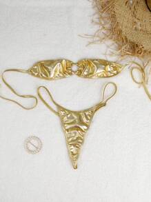 Two-Piece Women's Sexy Underwear Sexy Underwear Set Split Solid Color Three-Point Thong, Rave