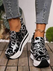 Zapatillas casuales de mujer para otoño/invierno con suela gruesa de 9,5 cm y tacón oculto, de moda, versátiles, adelgazantes y cómodas - Multicolor - Ver 4