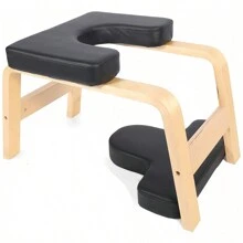 瑜伽倒立凳 - 适合家庭、健身房的站立瑜伽椅 - 木质和 PU 垫 - 缓解疲劳，增强体质 健身房配件、运动、健身、家庭锻炼 - 黑色 - 查看 1
