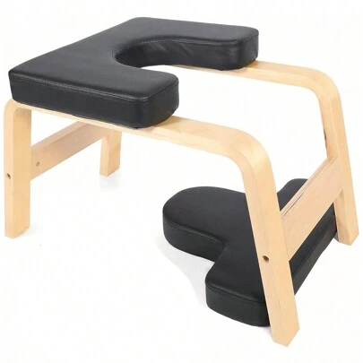 Yoga Huvudståendesbänk - Ståande Yogastol För Familj, Gym - Trä Och PU-Kuddar - Lindra Trötthet Och Bygga Upp Kroppen Gymtillbehör, Sport, Gym, Träning Hemma