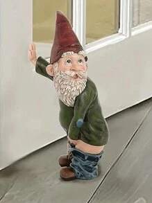 1入直立中指騎摩托車的小矮人老人花園家居辦公室裝飾樹脂擺件工藝品 - 黑色 - 查看 8