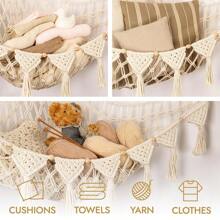 Macrame Dream Lights Boho Stuffed Animals Net Or Hammock With LED Light(Not Including Batteries), Extra Large Plush Toy Storage Holder For Small Or Large Plushies Love Valentine