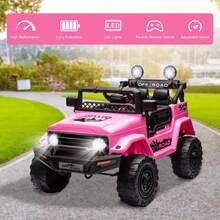 Dazone 12V Kids Ride On Truck Car Off-Road With Parents Remote Control, 12V Battery Powered Electric 2-Seater Kids Ride On SUV Car Vehicle, Spring Suspension, LED Lights, Bluetooth, 2 Speeds, Music, Horn, Electric Car For Kids - Hồng - Xem 2