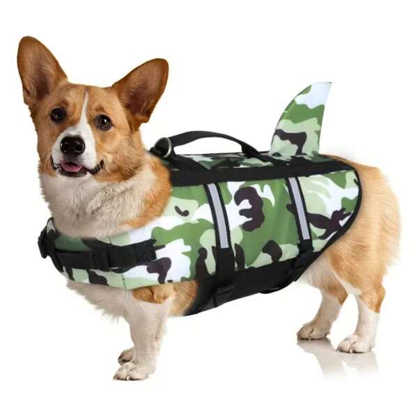 1 Peça Colete de Vida para Animais de Estimação com Camuflagem e Faixa Reflexiva, Colete de Natação para Cães de Estimação para Uso Externo, Roupa de Verão para Animais de Estimação