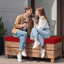 Idee-Home Outdoor Bench Cushion 42 Inch, Patio Bench Cushion Indoor, Patio Furniture Chair Pad, Porch Swing Cushion With Ties, Bay Window Seat Sofa Garden Replacement Loveseat Cushion