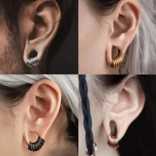 5PCS/10PCS Stainless Steels Septum Nose Ring Segment Tragus Hoop Rings Hypoallergenic Ear Gauges Ear Rings Piercing Strechers Body Piercing Jewelry - Round - View 4