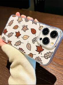 Fall 1pc Autumn Leaves Pattern Transparent TPU Full Body Protective Anti-Fall Anti-Fingerprint Phone Case Compatible With IPhone - Multicolor - View 2