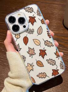 Fall 1pc Autumn Leaves Pattern Transparent TPU Full Body Protective Anti-Fall Anti-Fingerprint Phone Case Compatible With IPhone - Multicolor - View 1