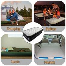 VA-Cerulean Black Grey Air Bed 1/2 Persons 187x90x46cm/195x152x46cm Air Mattress Self-Inflating With Integrated Electric Pump, Inflatable Mattress For Camping & Guest Bed