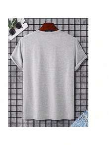 Men's Basic T-Shirt Rose Print Casual Style 100% Cotton - màu đen - Xem 2