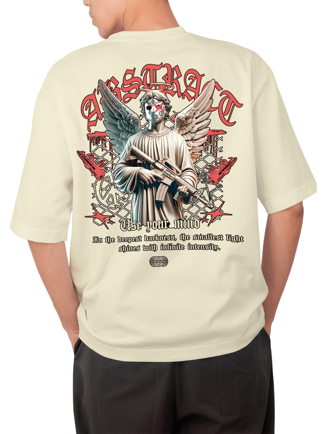 Streetwear Peace Use Tour Mind 100% Cotton Unisex T-Shirt - 香檳色 - 查看 1