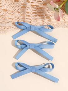 3 件装女童纯色蝴蝶结发夹 可爱罗缎蝴蝶结发夹 粉色蓝色纯色鳄鱼夹 优雅染色丝带蝴蝶结发夹 女童节日派对发夹芭蕾舞发夹 儿童发饰