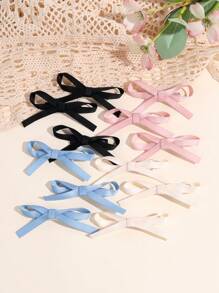 3 件装女童纯色蝴蝶结发夹 可爱罗缎蝴蝶结发夹 粉色蓝色纯色鳄鱼夹 优雅染色丝带蝴蝶结发夹 女童节日派对发夹芭蕾舞发夹 儿童发饰