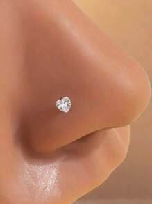 1 件迷你心形 L 形鼻钉 - 锌合金鼻环首饰