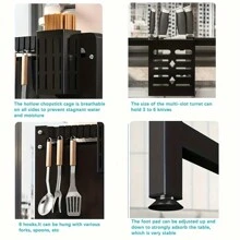 1 Cái Giá Thoát Nước Nhiều Tầng Bồn Rửa Nhà Bếp Mặt Bàn Chống Bụi Lưu Trữ Bát Lưu Trữ Giá Phơi Đũa Gia Đình Giá Thoát Nước Kệ Bếp Màu Đen - màu đen - Xem 4