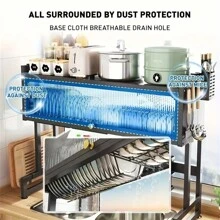1 Cái Giá Thoát Nước Nhiều Tầng Bồn Rửa Nhà Bếp Mặt Bàn Chống Bụi Lưu Trữ Bát Lưu Trữ Giá Phơi Đũa Gia Đình Giá Thoát Nước Kệ Bếp Màu Đen - màu đen - Xem 8