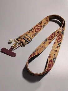 复古图案尼龙斜挎挂绳项链绳链防掉手机绳夹手机壳绳礼物送给母亲、家人、朋友、生日、节日手机挂饰、手机链