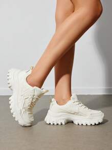 Women's Platform Chunky Fashion Sneakers, Perfect For Walking, Workouts, Sports, Work, And Casual Wear.
