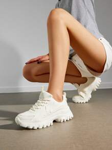 Women's Platform Chunky Fashion Sneakers, Perfect For Walking, Workouts, Sports, Work, And Casual Wear.