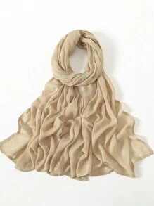 2pcs/1pc Wide-Brim Chiffon Scarf For Women, Fashionable Breathable Long Scarf, Muslim Hijab Headscarf, Suitable For Daily Comfortable And Versatile Wear