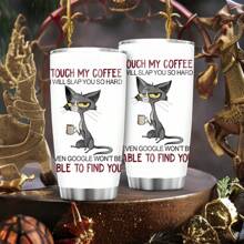 1 peça, 20oz Caneca de Aço Inoxidável com Impressão TOQUE NO MEU CAFÉ E EU TE DAREI UM TAPA TÃO FORTE, Caneca de Viagem Isolada a Vácuo de Parede Dupla com Impressão Engraçada, Perfeita para Casa, Escritório, Carro, Área Externa, Festas, Presente para Pais, Parentes e Amigos