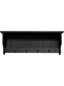 Sawdust City 4 Ft. Pine Shelf With Pegs- Antique Charcoal - 彩色 - 查看 1
