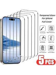 5 件全覆盖高清屏幕保护膜，兼容 iPhone 11 12 13 Pro Max，玻璃；兼容 iPhone 14 Pro 15 Pro Max，钢化玻璃；兼容 iPhone 14 Plus 15 Plus，玻璃膜 - 無色 - 查看 10