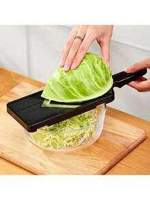 Multi-Purpose Plastic Cabbage Slicer - Manual Vegetable Shredder And Grater Tool For Shredding Cabbage, Slicing Greens, Making Coleslaw - Black - View 4
