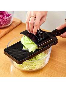 Multi-Purpose Plastic Cabbage Slicer - Manual Vegetable Shredder And Grater Tool For Shredding Cabbage, Slicing Greens, Making Coleslaw - Black - View 6