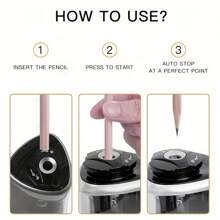 1pc Electric Pencil Sharpener - Automatic Desktop Stationery With Fast And Quiet Operation - Compact Design For Office And Home Use - Multicolor - View 5