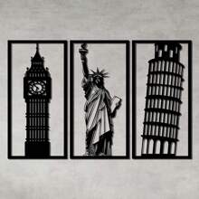 Hollow Decorative Frame Kit Wonders Of The World Set Black MDF Wall Sculpture - Black - View 1