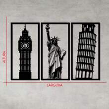 Hollow Decorative Frame Kit Wonders Of The World Set Black MDF Wall Sculpture - Black - View 2