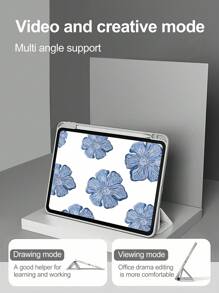 1 Ốp Bảo Vệ Pha Lê Trong Suốt Acrylic Hai Mặt Hoa Màu Xanh Đẹp Tương Thích Với IPad/Huawei, Hỗ Trợ Chức Năng Ngủ/Thức - Nhiều màu - Xem 3