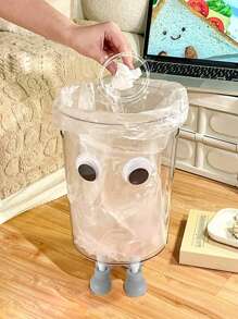 1pc Four-Footed Large Eyed Trash Can, INS Style Transparent Acrylic Trash Can, Suitable For Bedroom, Living Room, Study, And Dining Room